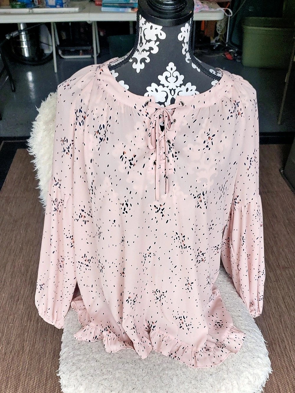 Floral Tie-Front Blouse in Pink Like New